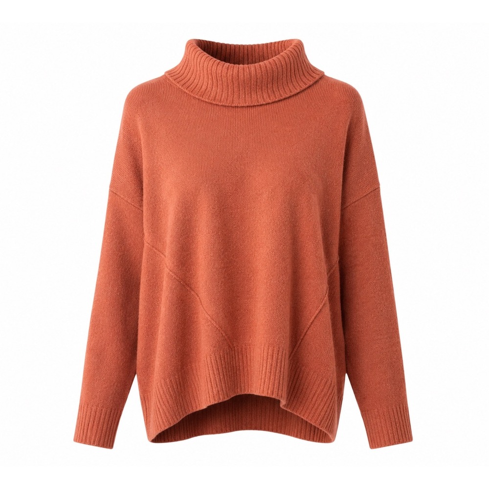 Lucky Brand Sweater Womens Medium Red/Orange  Long Sleeve Pullover Turtleneck